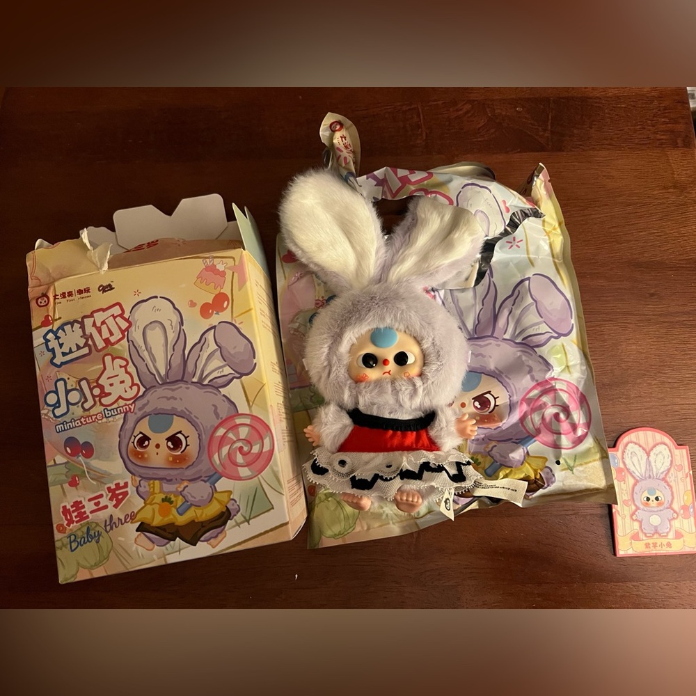 Baby three macaron rabbit plush pendant